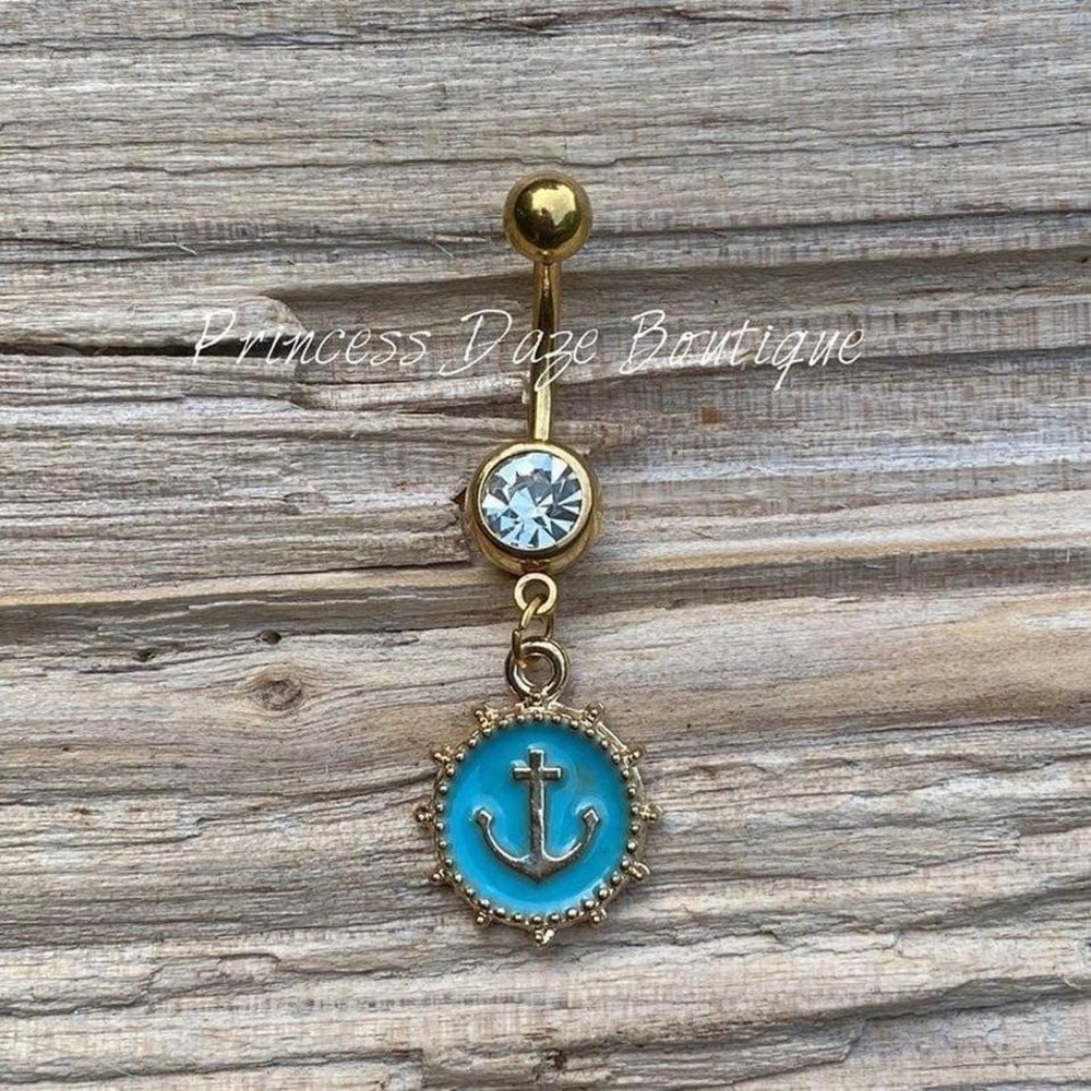 Gold Anchor Belly Button Ring